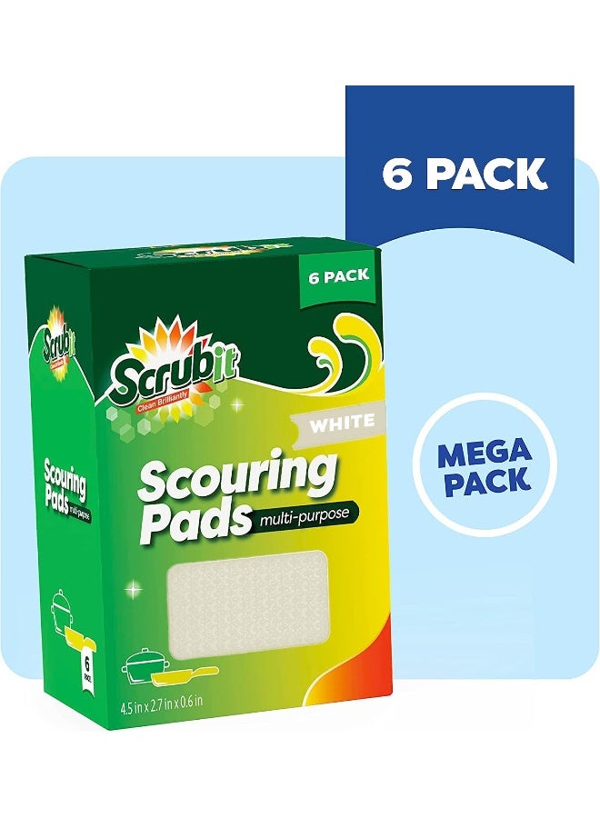 SCRUBIT Multi-Purpose Scouring Pad by Scrub-It - Non-Scratch Cleaning Dobie Pads for Pots, Pans, Dishes, Utensils & Non-Stick Cookware - Sponge Scrubbers Use for Kitchen, Bathroom & More - 6 Pack - Image 2